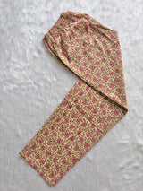 Cream & Pink Floral Printed Cotton Kurti Pant & Dupatta Set for Women
