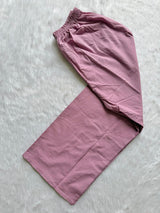 Mauve Embroidered Cotton Blend Straight Kurta with Pant Set
