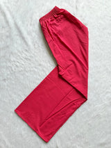 Fuchsia Pink Embroidered Cotton Blend Straight Kurta with Pant Set