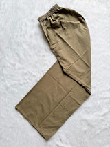 Taupe Brown Embroidered Cotton Blend Straight Kurta with Pant Set