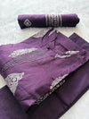 Deep Purple Cotton Printed Kurti Pant & Dupatta Set