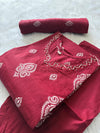 Red Cotton Kurti Pant & Dupatta Set