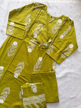 Green Cotton Printed Kurti Pant & Dupatta Set