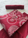Red Cotton Printed Kurti Pant & Dupatta Set