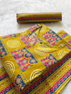 Mustard Printed Cotton Kurti Pant & Dupatta Set