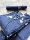 Navy Blue Cotton Printed Kurti Pant & Dupatta Set