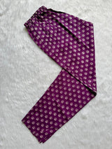 Purple Floral Printed Cotton Kurti Pant & Dupatta Set