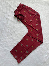 Mirror Work Yoke Kurti Pant & Printed Dupatta Set - Maroon