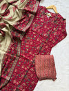 Premium Muslin Floral Printed Kurti Pant & Dupatta Set