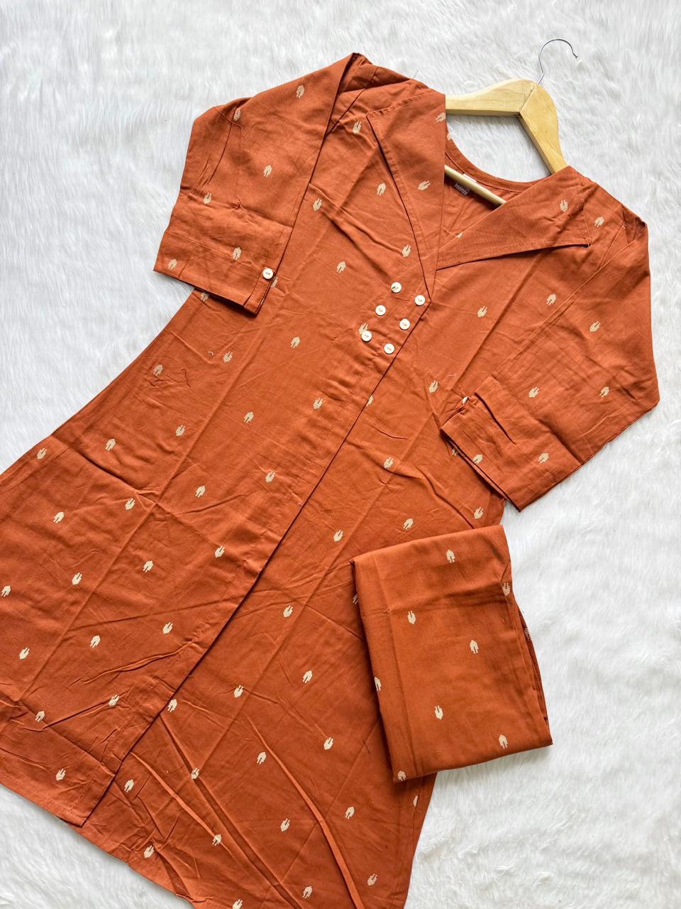 Rust Orange Cotton A-Line Co-ord Set