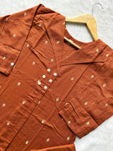Rust Orange Cotton A-Line Co-ord Set