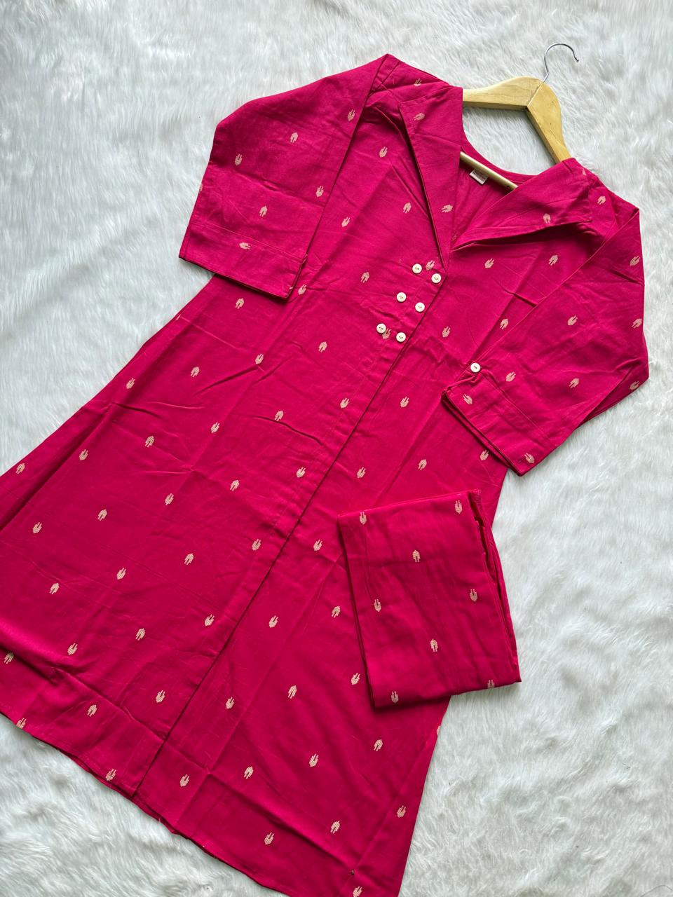 Hot Pink Cotton A-Line Co-ord Set