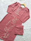 Dusty Pink Cotton Thread Work Co-ord Set