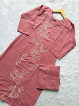 Dusty Pink Cotton Thread Work Co-ord Set