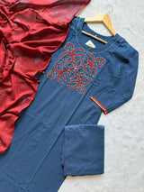 Handcrafted Appliqué Work 3-Piece Ethnic Suit Set