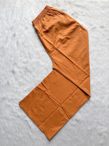 Peach Orange Appliqué Work Cotton Kurti Palazzo Dupatta Set