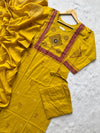 Mustard Yellow Dabu Cotton Kurti Pant Dupatta Set