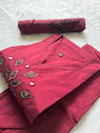 Maroon Appliqué Work Cotton Kurti Pant Dupatta Set