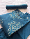 Bandhani Printed Cotton Kurti Pant Dupatta Set - Blue
