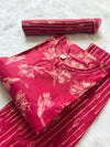 Cotton Pink Floral Printed Cotton Kurti Pant Dupatta Set