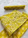 Yellow Floral Printed Cotton Kurti Pant Dupatta Set
