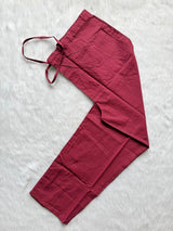 Wine Cotton Embroidered Kurta Pant with Dupatta Set for Women