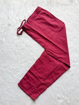 Wine Pink Cotton Embroidered Kurta Pant with Printed Dupatta Set