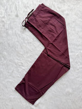 Wine Embroidered Cotton Kurta Pant & Dupatta Set