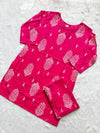 Rani Pink Printed Short Kurti Pant Set for Women