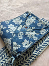 Blue Floral Angrakha Kurti with Printed Pant Set