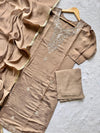 Elegant Roman Silk Embroidered Kurti Pant & Dupatta Set – Taupe