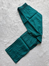 Premium Silk Teal Green Kurti Pant Dupatta Set with Mirror & Hand Embroidery