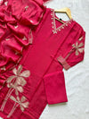 Chanderi Silk Embroidered Kurti Palazzo & Dupatta Set