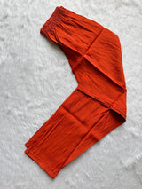 Orange Premium Silk Embroidered Kurti Pant & Dupatta Set