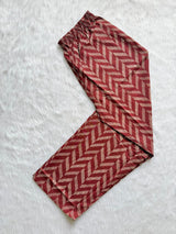 Maroon Printed Cotton Kurti Pant & Dupatta Set